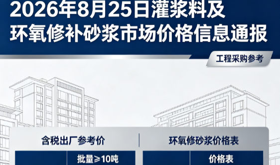 定陶2026年8月25日灌浆料及环氧修补砂浆市场价格信息通报